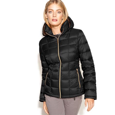 michael michael kors coat hooded packable quilted puffer|michael kors lightweight puffer coats.